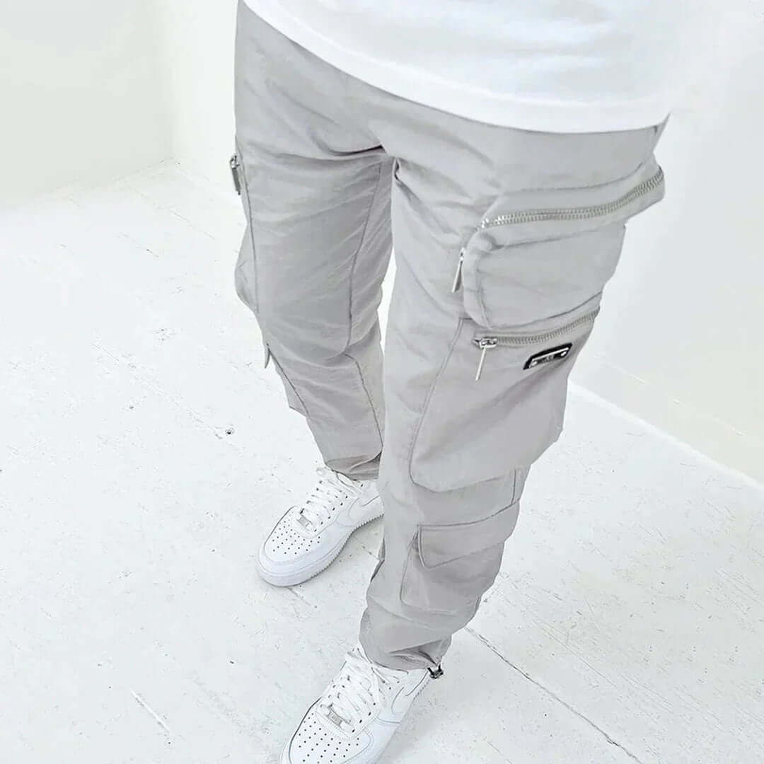 Men's Tapered Cargo Trousers: Multi-Pocket Utility Pants