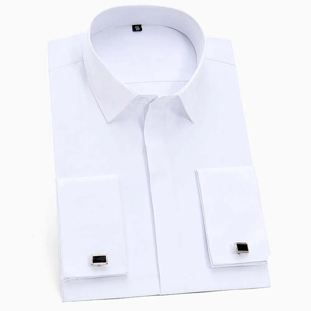 Men's Formal Dress Shirt: Classic Spread Collar & French Cuffs