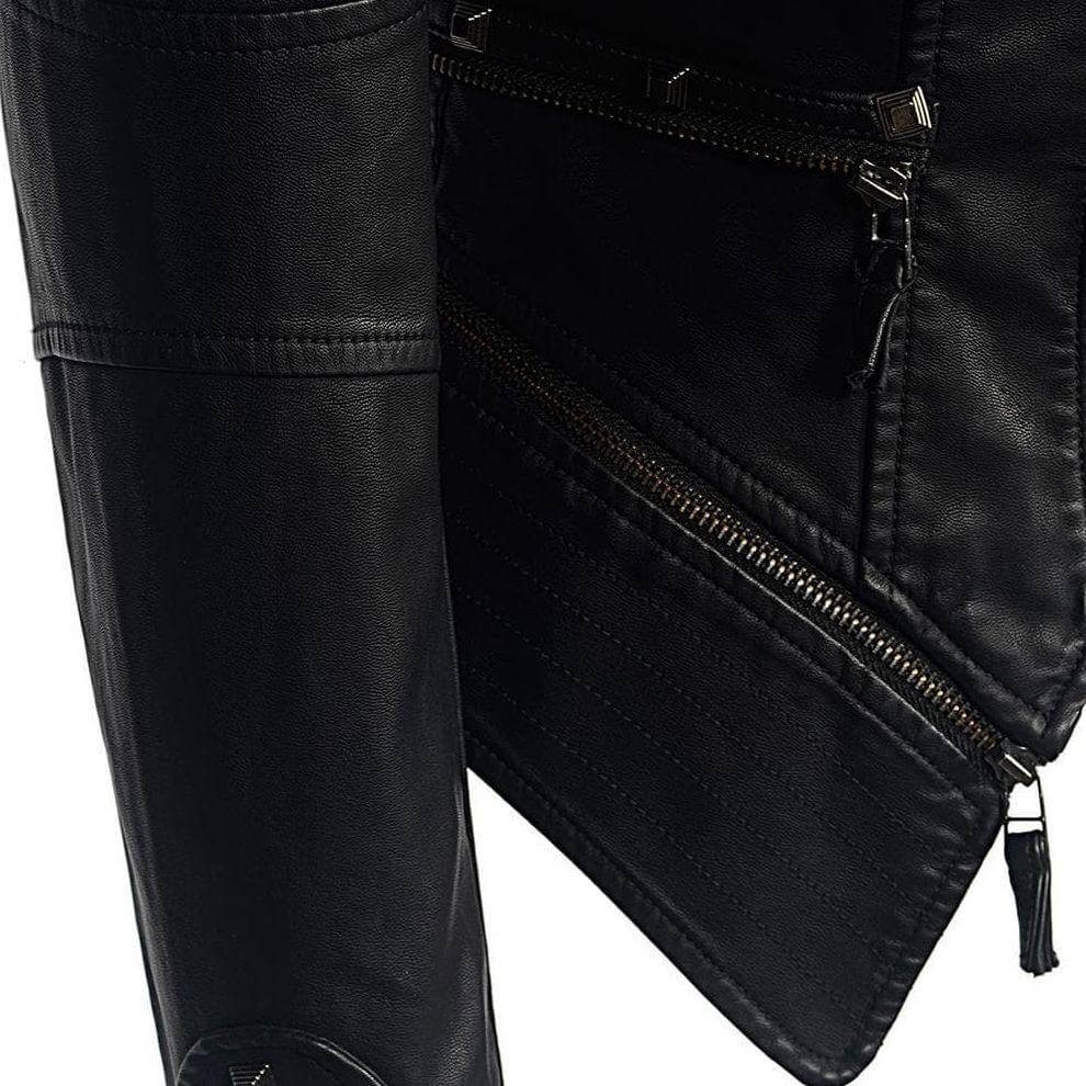 Women's Stylish Studded PU Leather Jacket