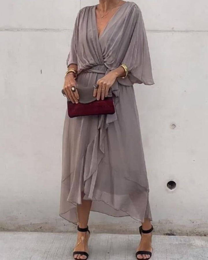 Women's Flowy Wrap Midi Dress