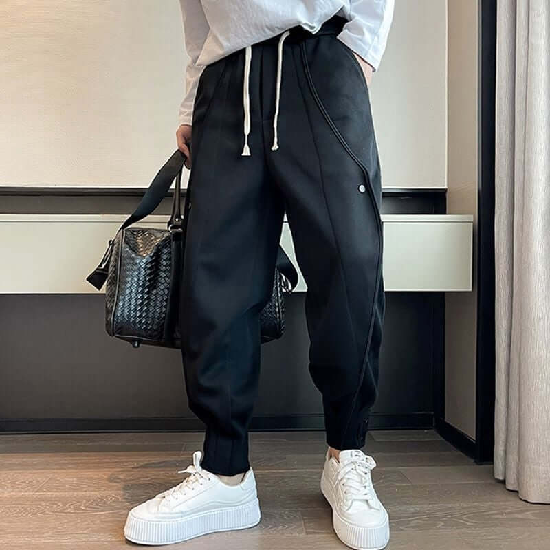 Men's Tapered Cotton Blend Joggers: Elastic Waistband & Cuffed Ankles