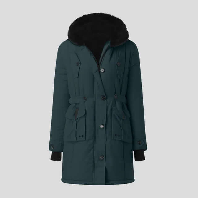 Women's Casual Winter Parka with Fur Hood