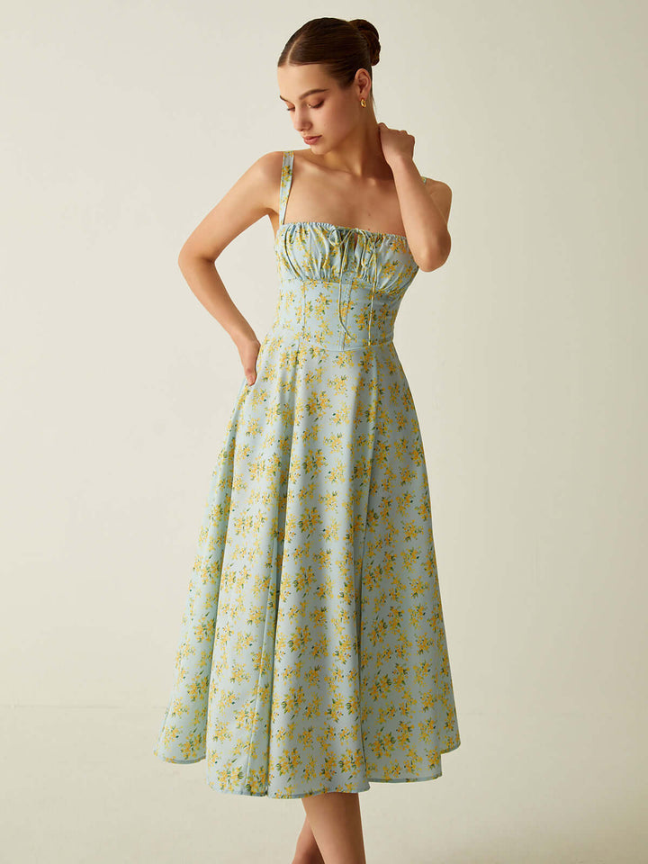 Floral Midi Dress with Split: Versatile & Breathable