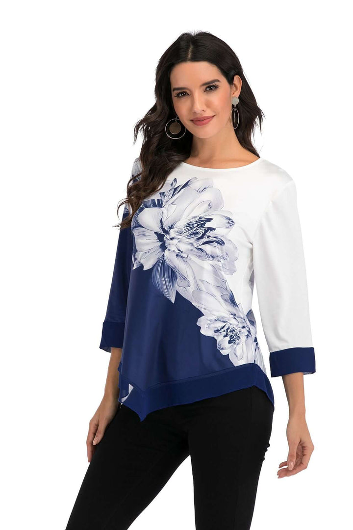 Women's Asymmetrical Hem Loose-Fit Blouse