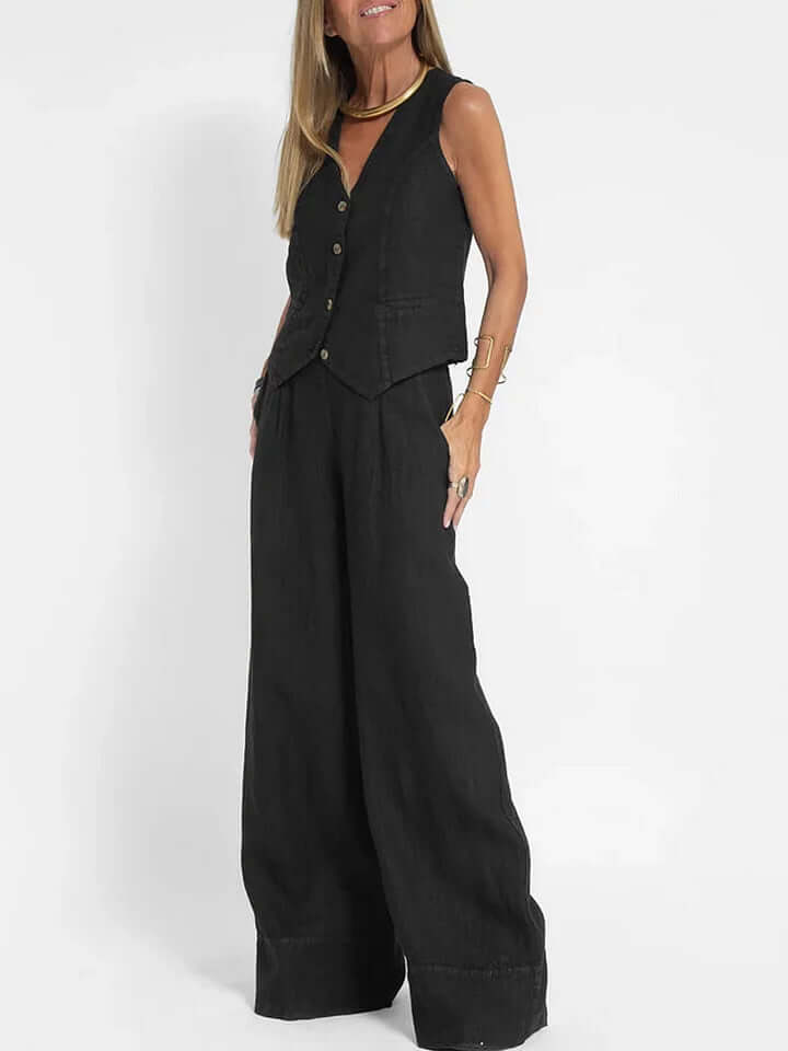 Women's Linen Two-Piece Vest Set: Summer Outfit