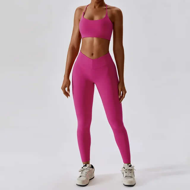 Women's High-Waisted Leggings & Racerback Sports Bra Set