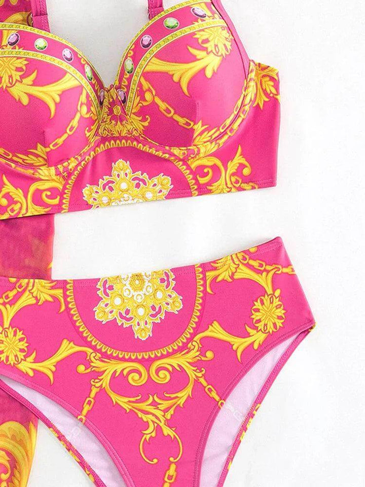 Women's Bohemian High-Waist Bikini Set