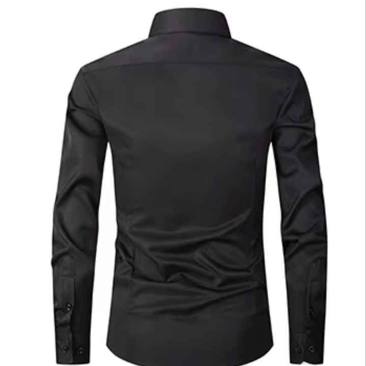 Men's Slim Fit Long Sleeve Shirt with Contrast Buttons