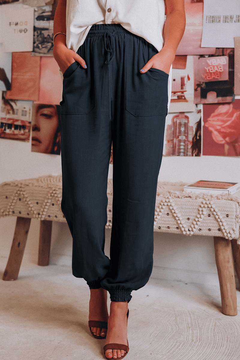 Women's Relaxed Fit Mid-Waist Drawstring Pants