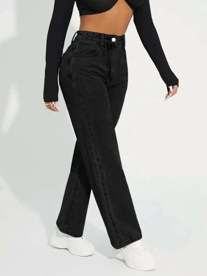 Women's High-Waisted Straight Leg Jeans
