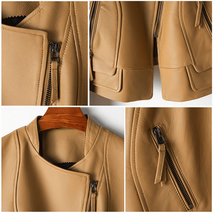 Women's Long-Sleeve Leather Jacket
