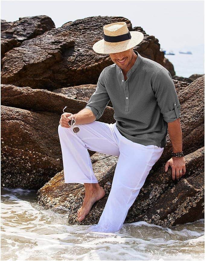 Men's Relaxed Fit Long Sleeve Henley Shirt