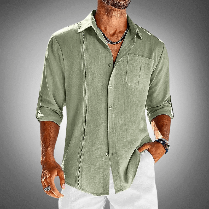 Men's Casual Long-Sleeve Shirt: Breathable Cotton Blend