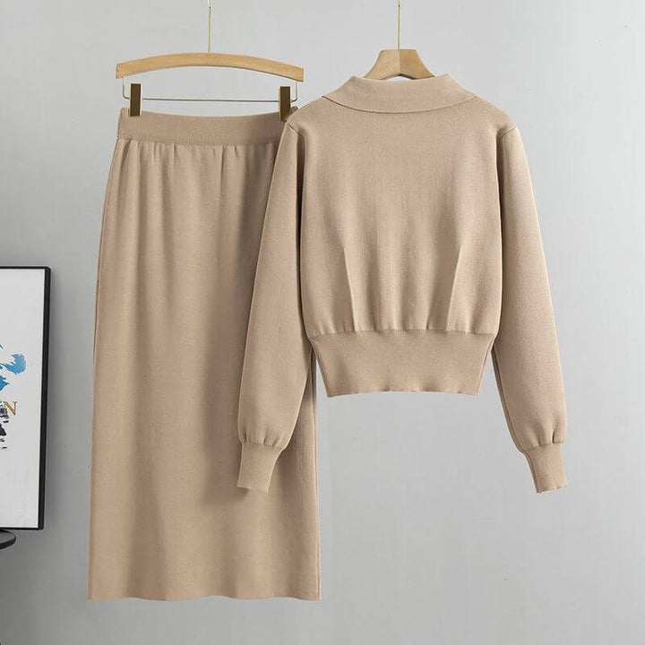 Women's Knit Top & Hip Envelope Skirt Set