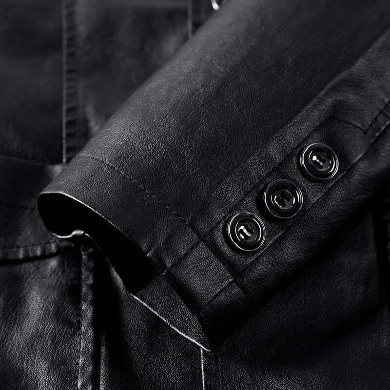 Men's Stylish PU Leather Blazer Jacket - Notched Lapel Design