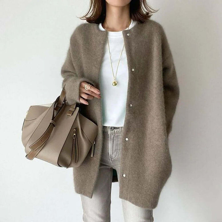 Women's Relaxed Knit Cardigan with Button Closure
