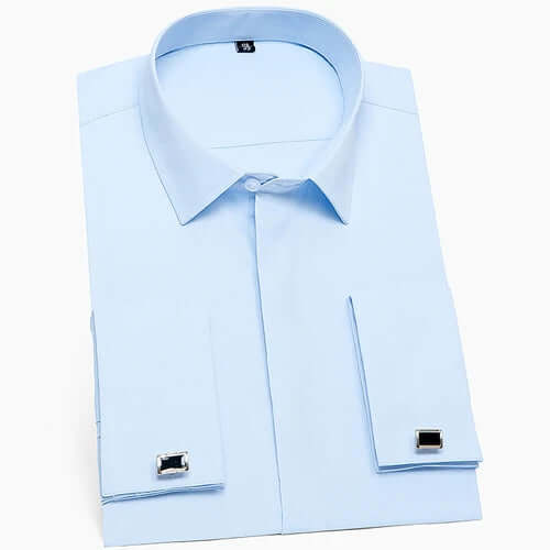 Men's Formal Dress Shirt: Classic Spread Collar & French Cuffs