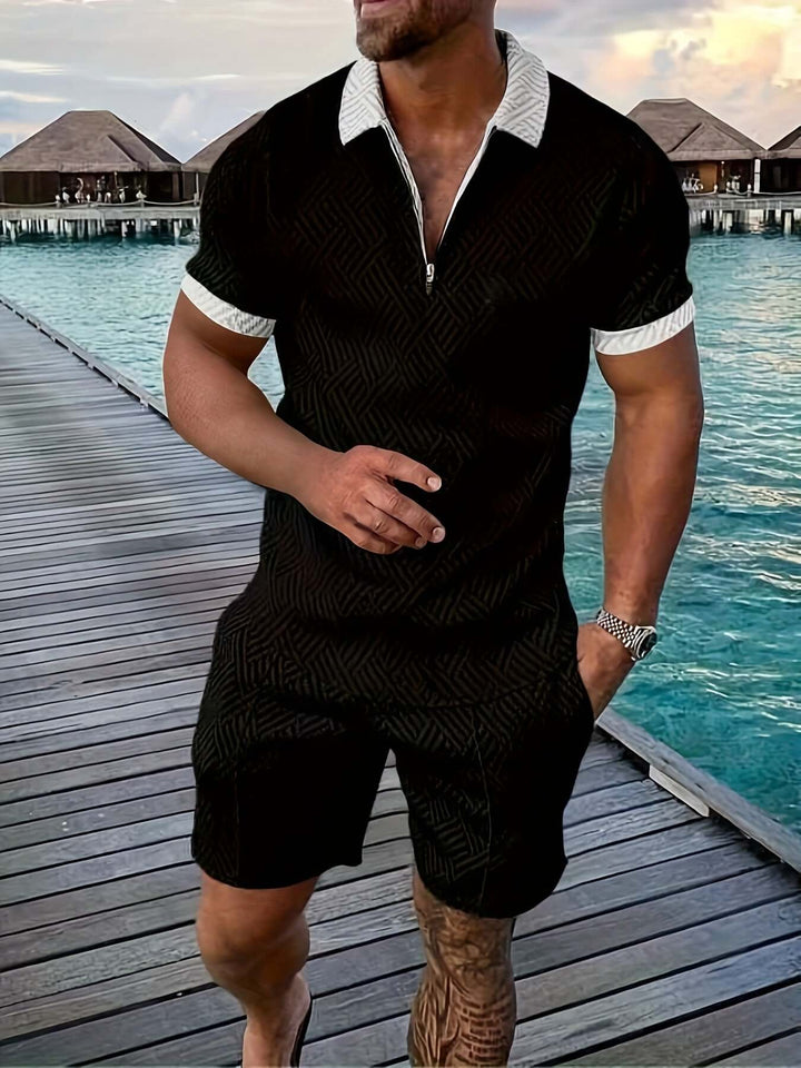 Men's Geometric Print Summer Short Set