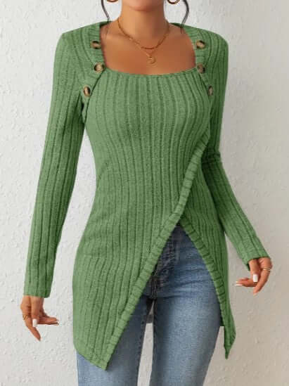 Women's Relaxed Fit Ribbed Button Shirt