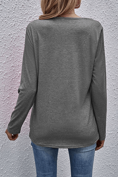 Women's Casual V-Neck Long Sleeve Top