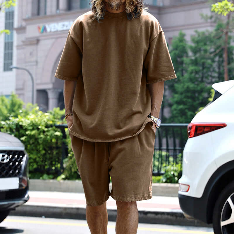 Men's Relaxed Fit Loungewear Set: Short Sleeve T-Shirt & Shorts