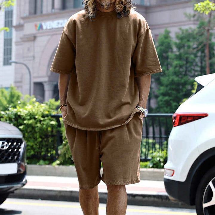 Men's Relaxed Fit Loungewear Set: Short Sleeve T-Shirt & Shorts