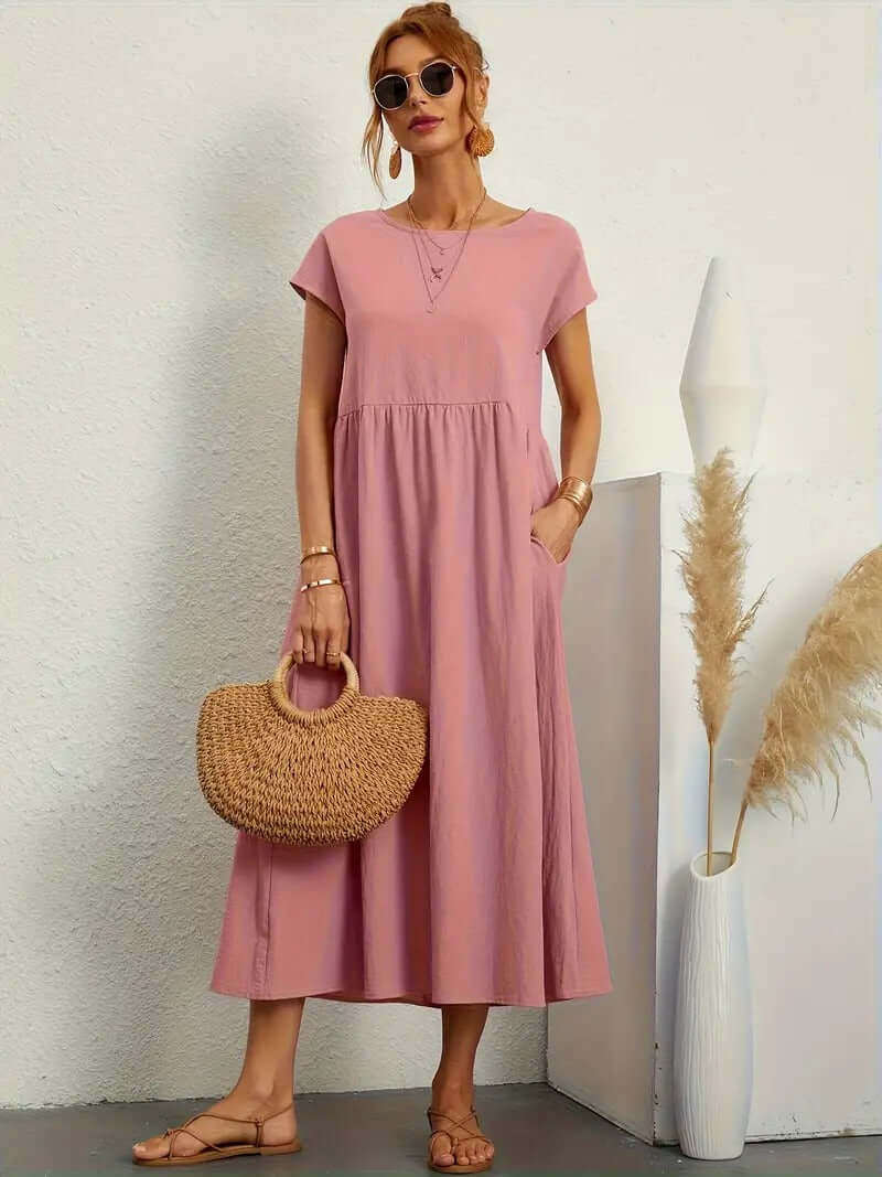 Summer Sleeveless Dress & Handbag Set for Women