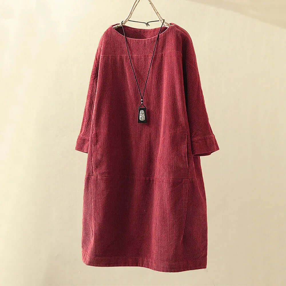 Women's Relaxed Fit Corduroy Knee-Length Dress