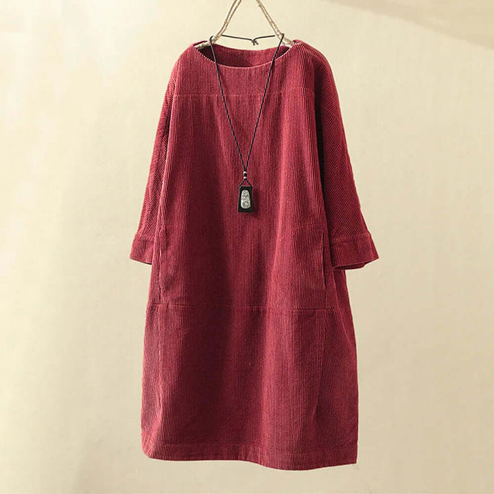 Women's Relaxed Fit Corduroy Knee-Length Dress