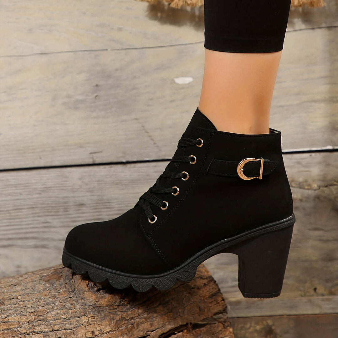 Women's Ankle Boots: Block Heel, Lace-Up, Zipper, Buckle