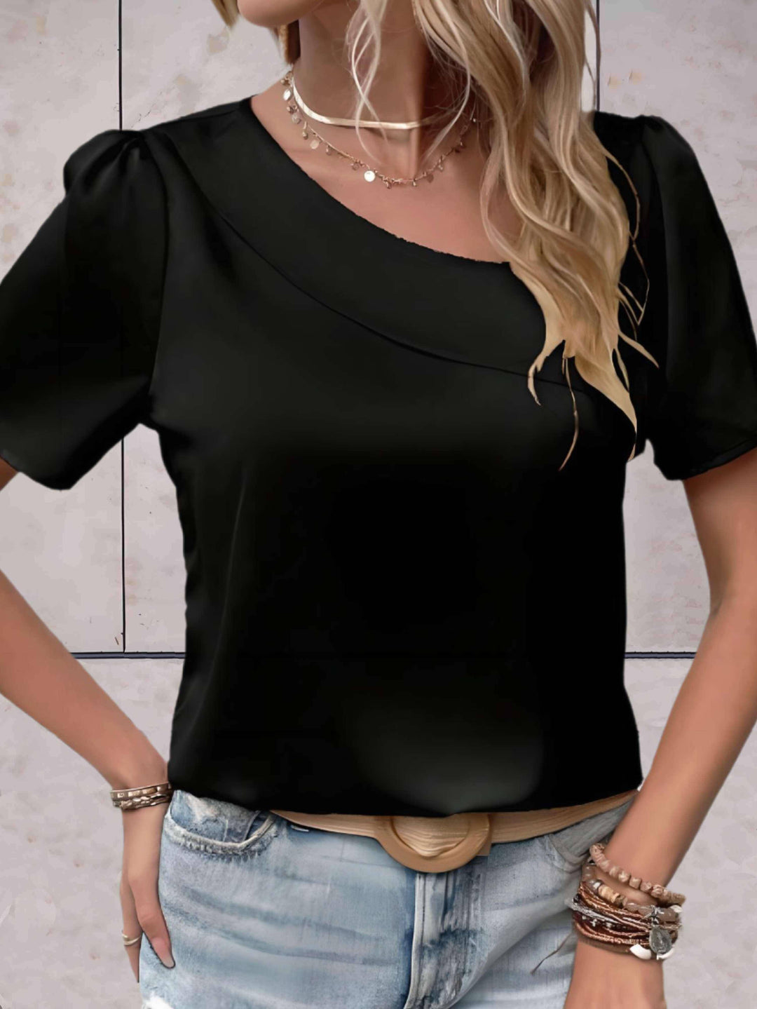 Women's Casual Overlap Patterned Top