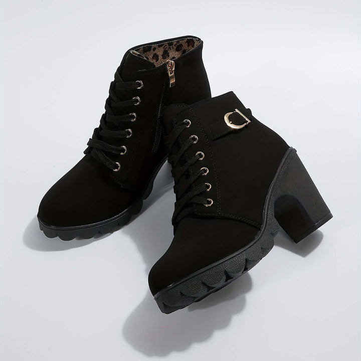 Women's Ankle Boots: Block Heel, Lace-Up, Zipper, Buckle
