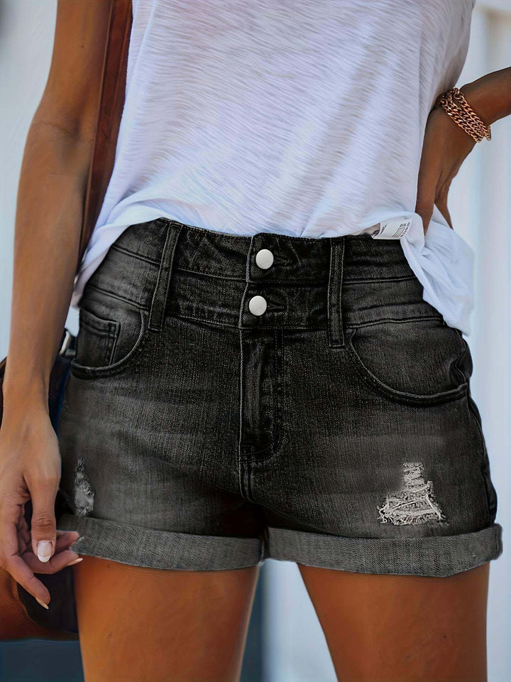 Women's High-Waisted Cuffed Denim Shorts
