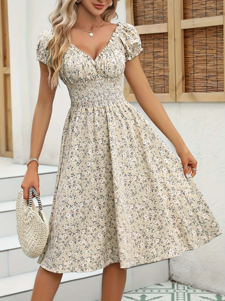 Floral Puff Sleeve Midi Dress: Women's Summer Dress