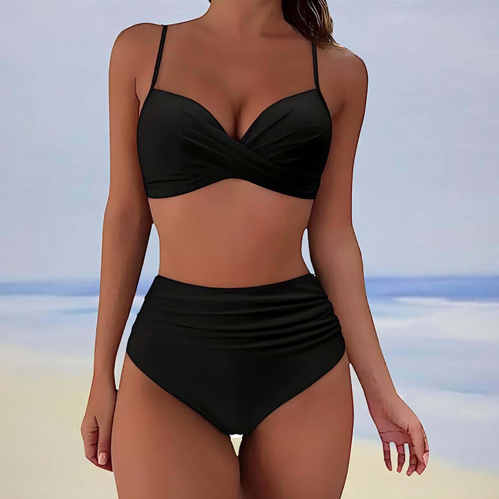 Women's Summer Bikini Set: Twist-Front Top & High-Waisted Bottoms