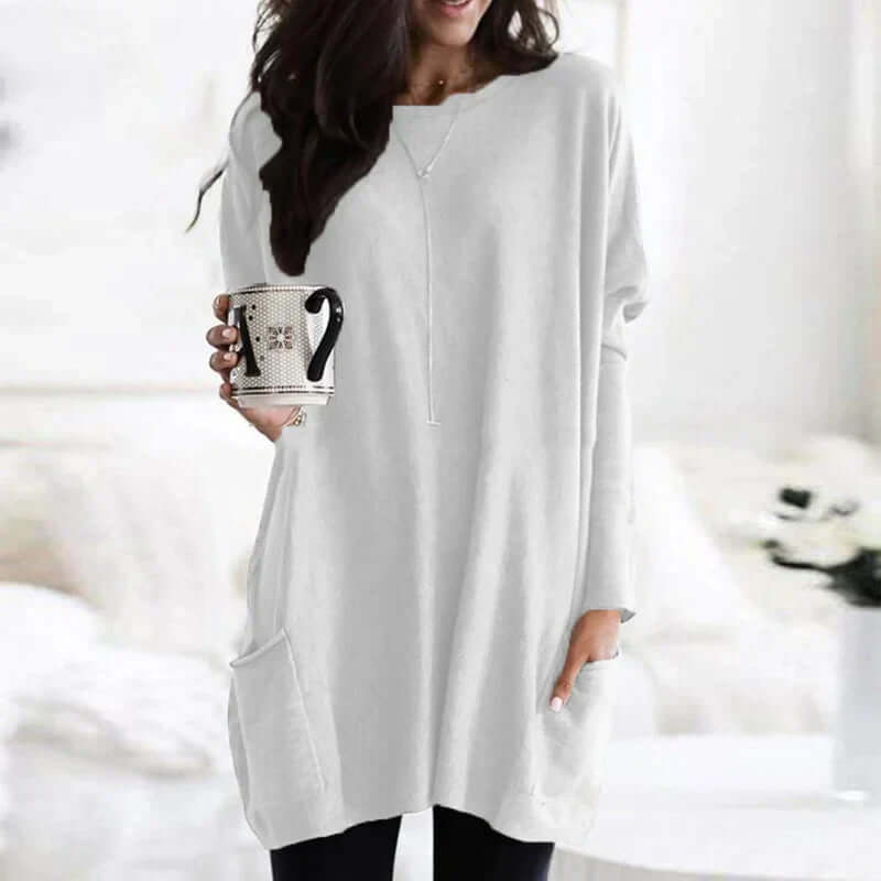 Women's Oversized Cotton Tunic Sweater: Relaxed Comfort
