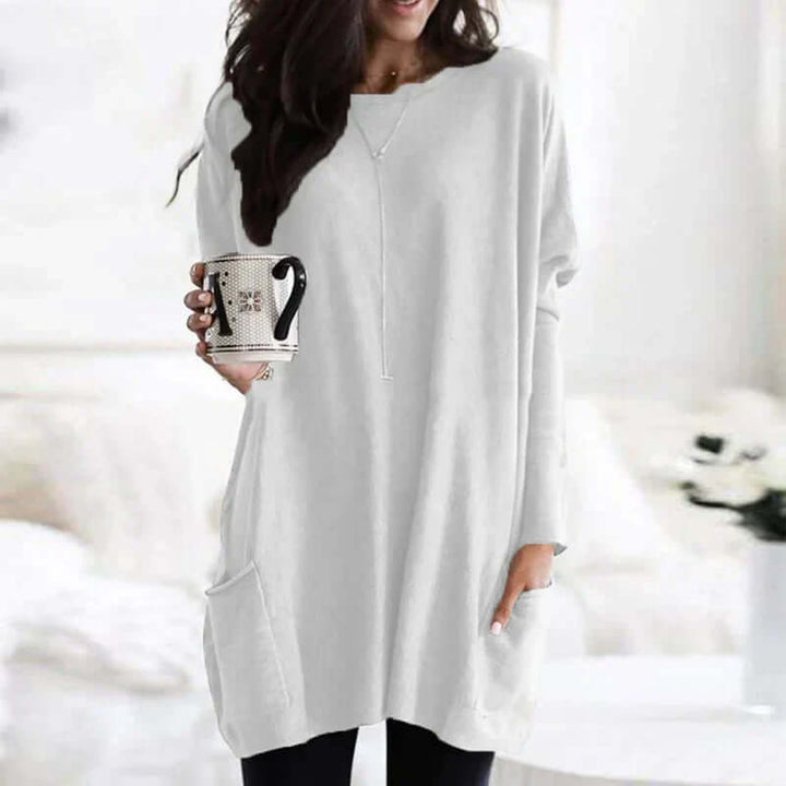 Women's Oversized Cotton Tunic Sweater: Relaxed Comfort
