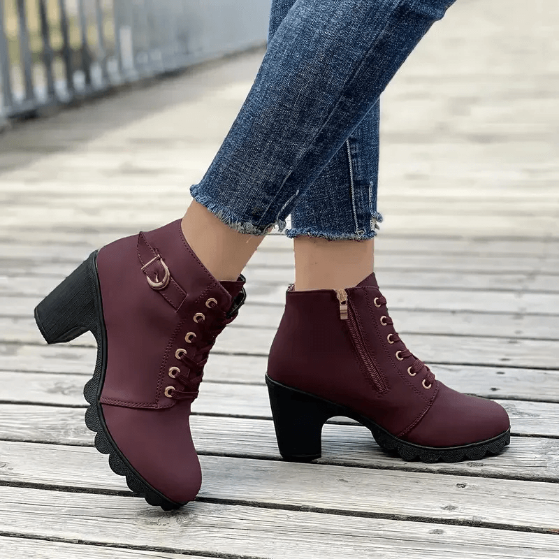 Women's Ankle Boots: Block Heel, Lace-Up, Zipper, Buckle