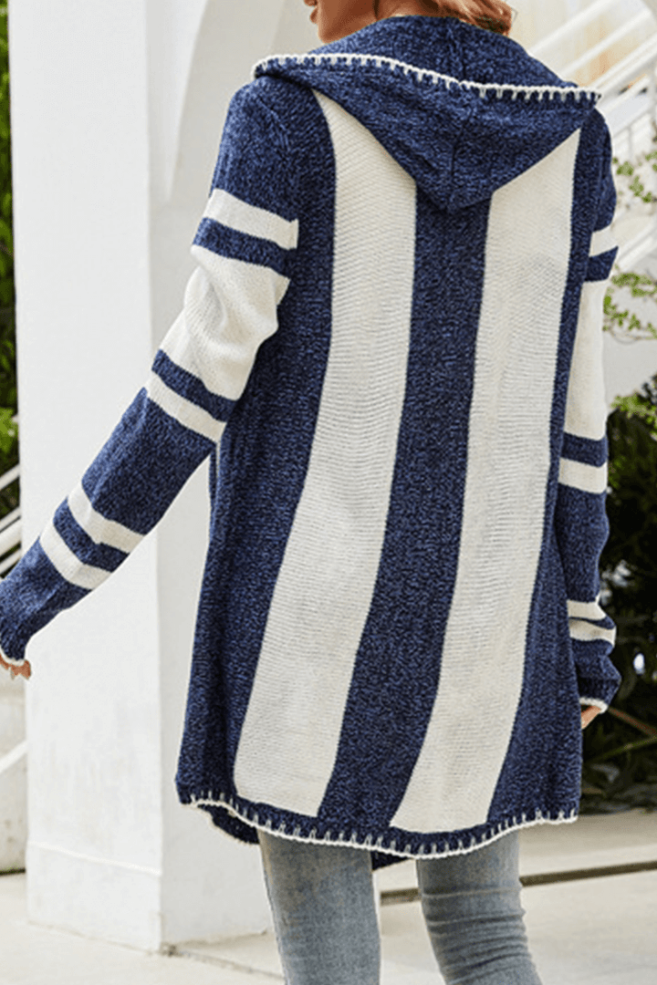 Women's Casual Striped Hooded Sweater