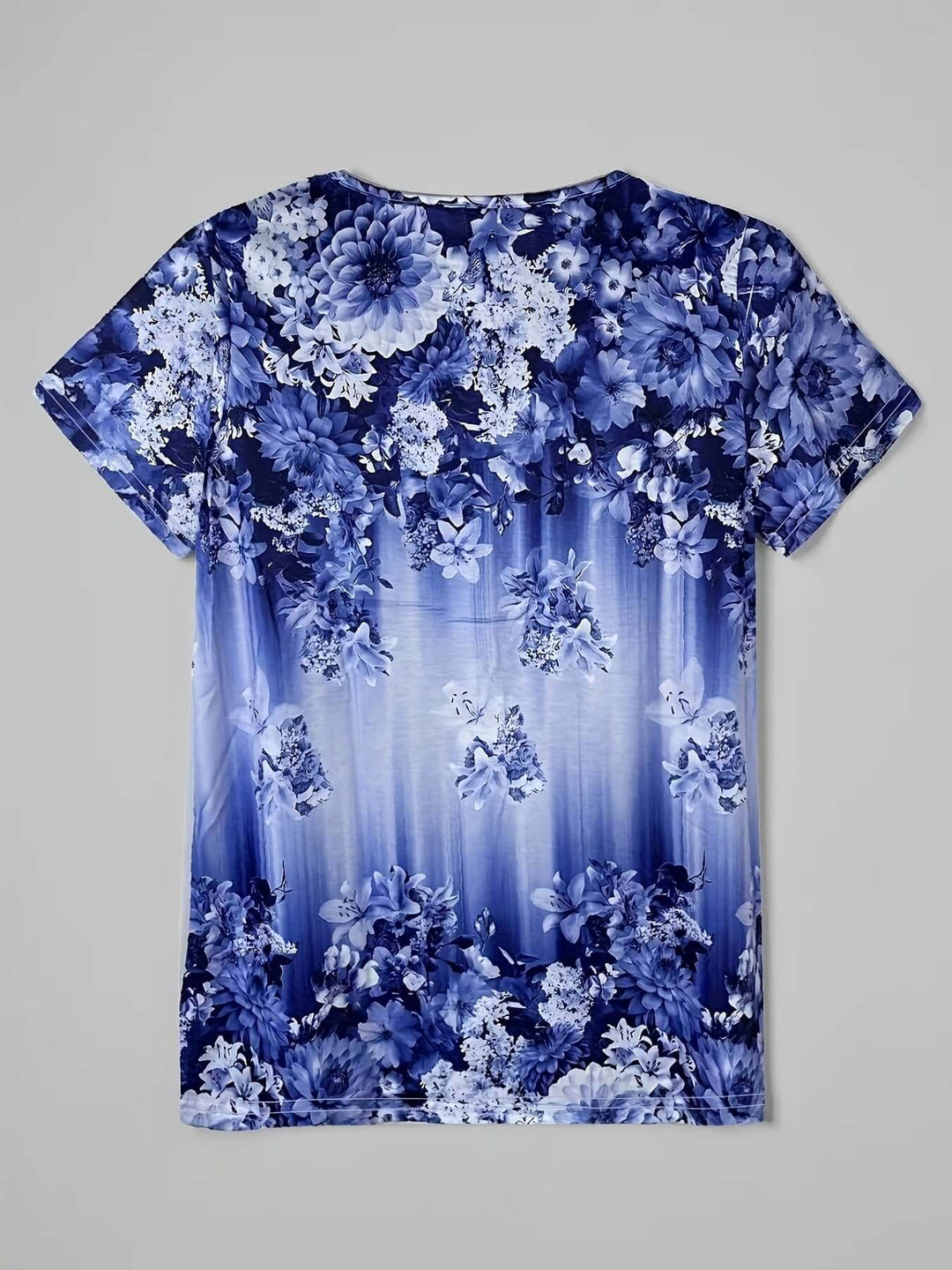 Women's Floral V-Neck Blouse, Relaxed Fit, Short Sleeves