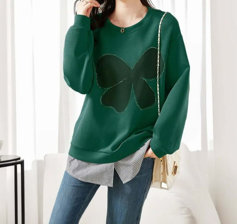 Women's Rhinestone Detail Round Neck Jumper