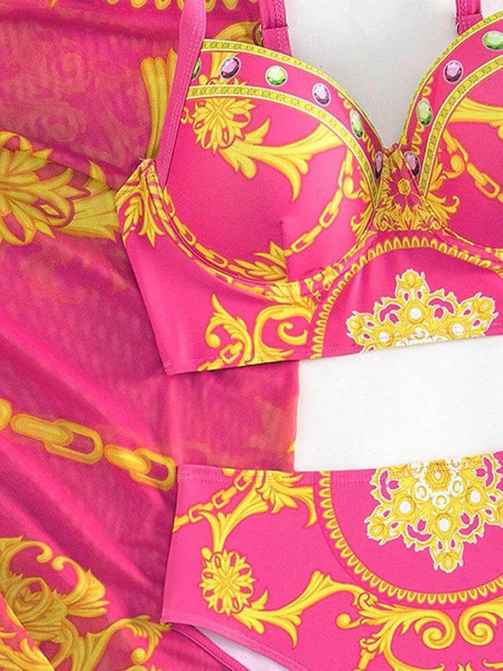 Women's Bohemian High-Waist Bikini Set