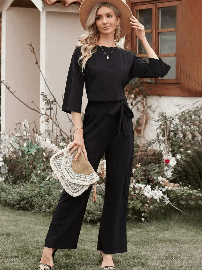 Women's Wide Leg Jumpsuit with Belt