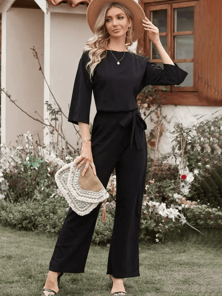 Women's Wide Leg Jumpsuit with Belt