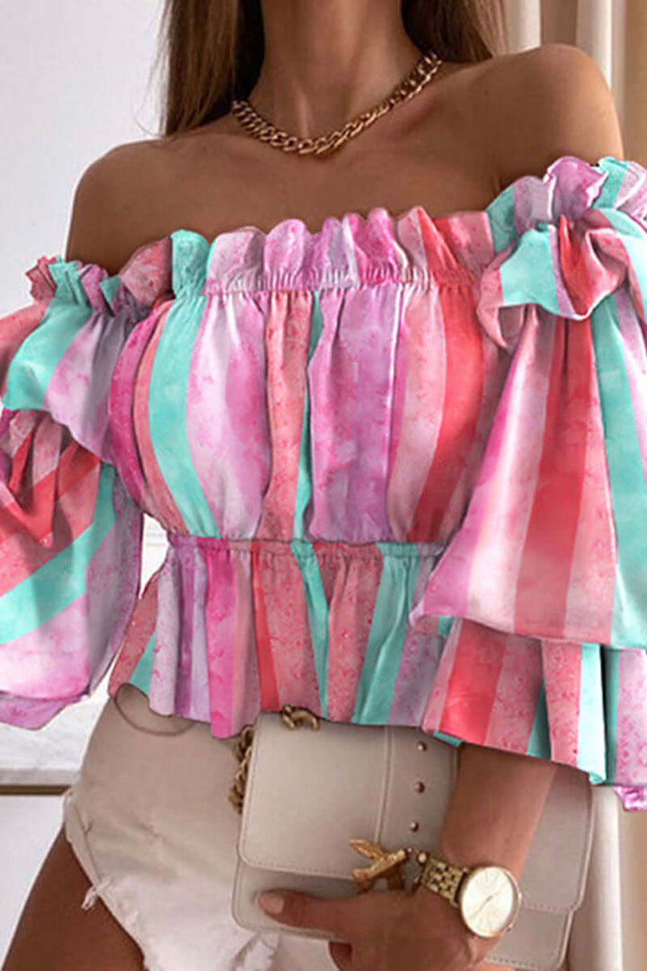 Women's Printed Off-Shoulder Summer Top