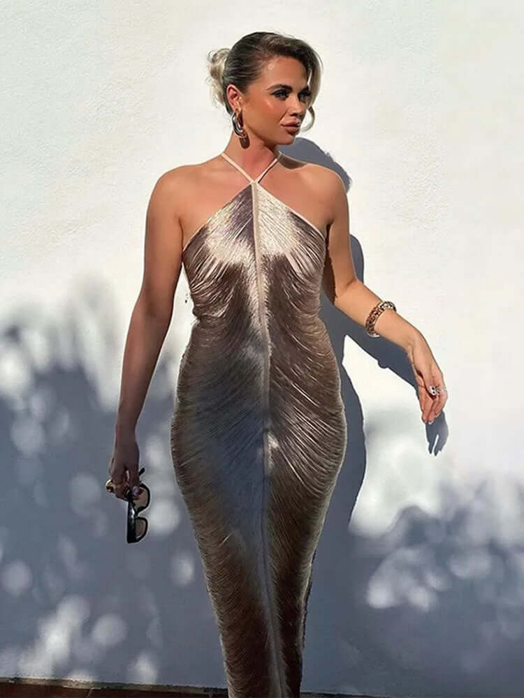 Elegant Asymmetrical Fringe Summer Dress