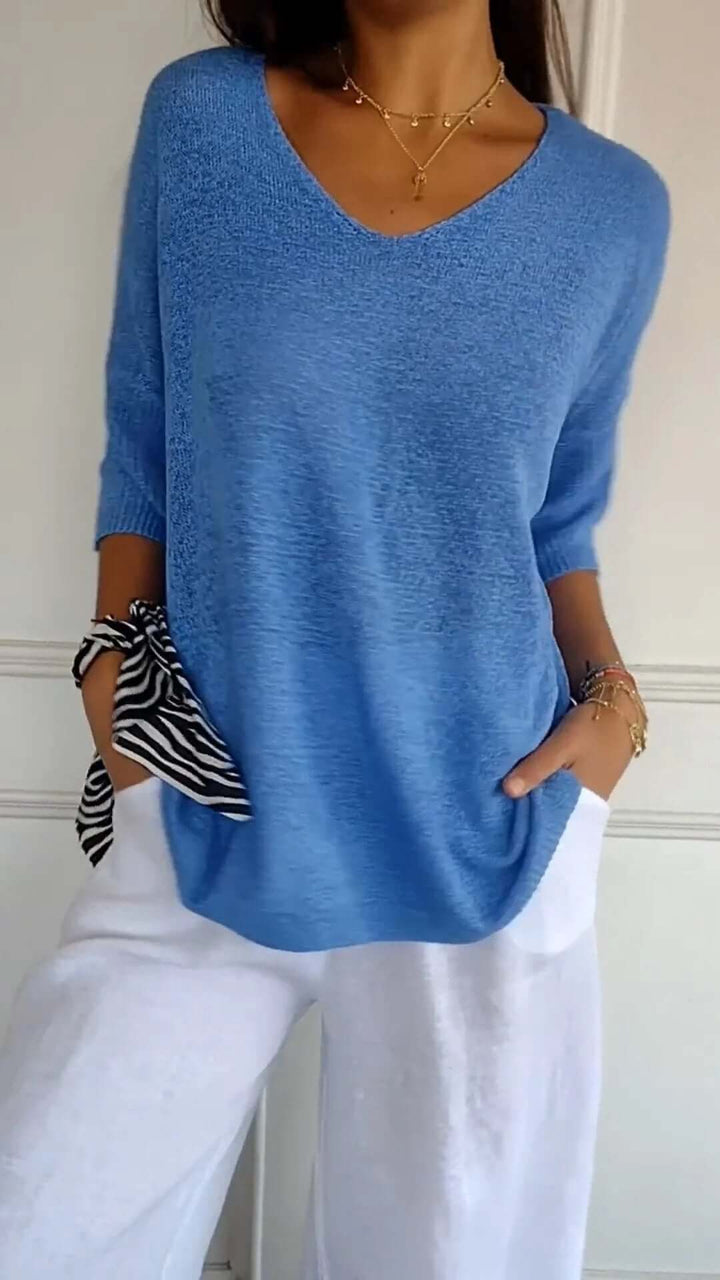 Women's Relaxed V-Neck Knit Top