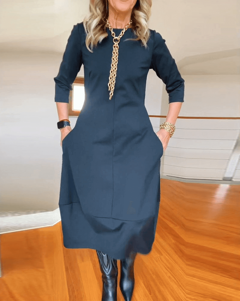Elegant Pleated Midi Dress for Women