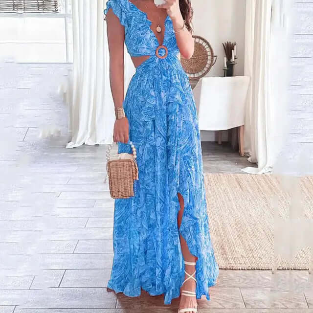 Floral V-Neck Dress: Summer Women's Dress
