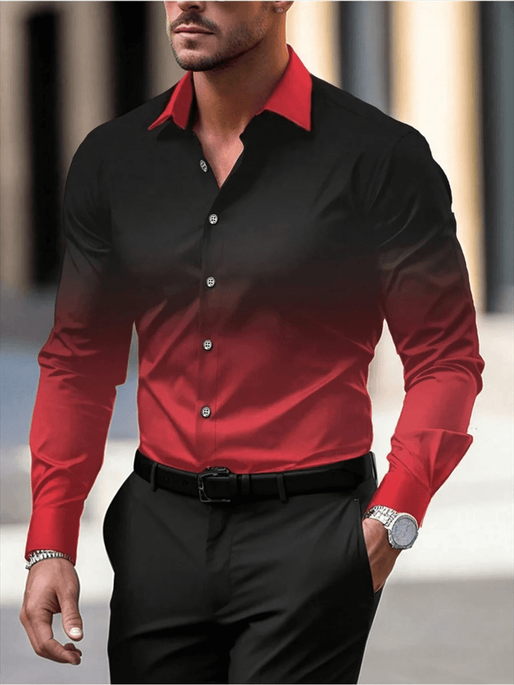 Men's Gradient Slim Fit Long-Sleeve Shirt